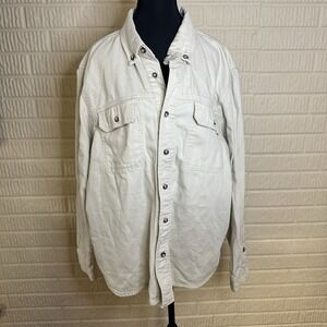 Lucky Brand Men's Lived-in Long Sleeve Button Up Utility Shirt‎ XL Beige Cotton